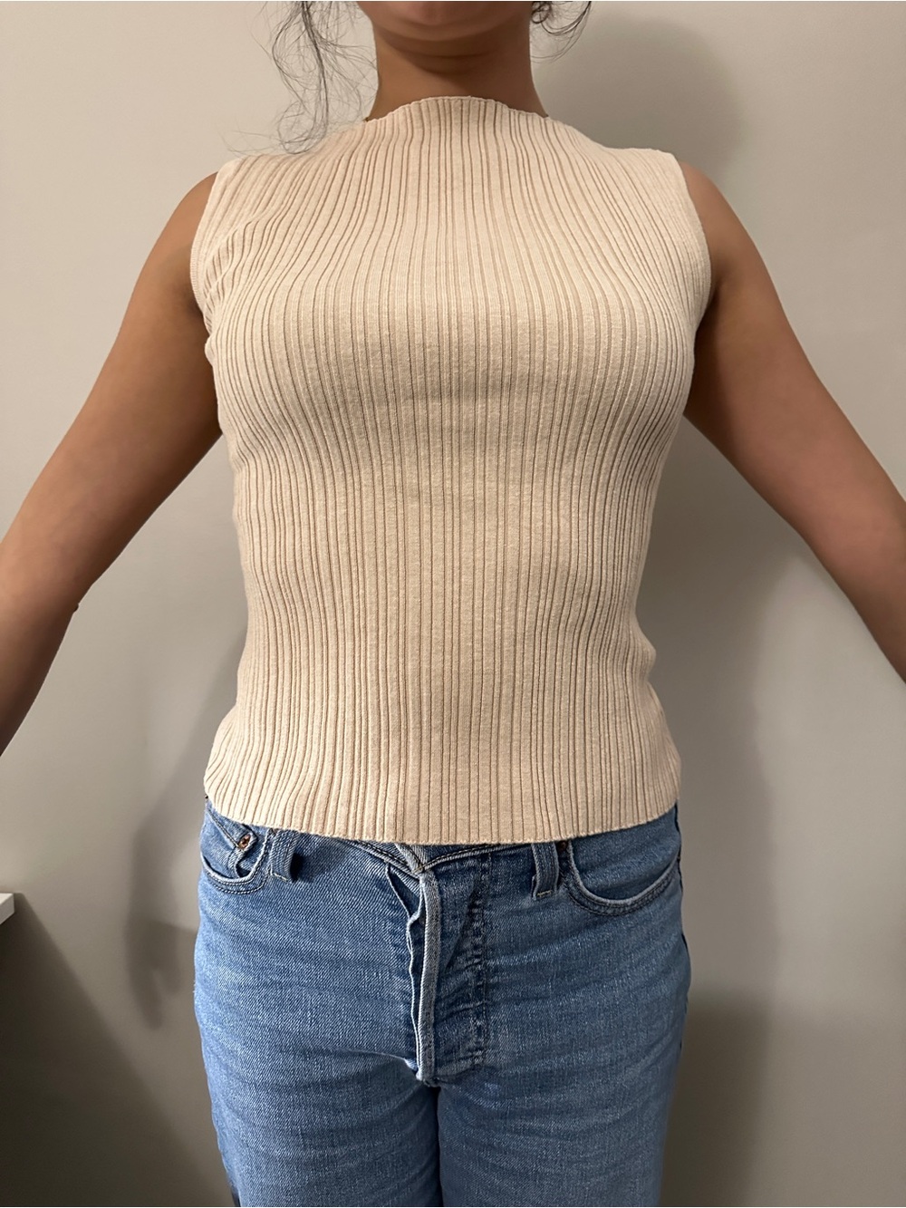 Quince Cream Cashmere Cotton Blend Top